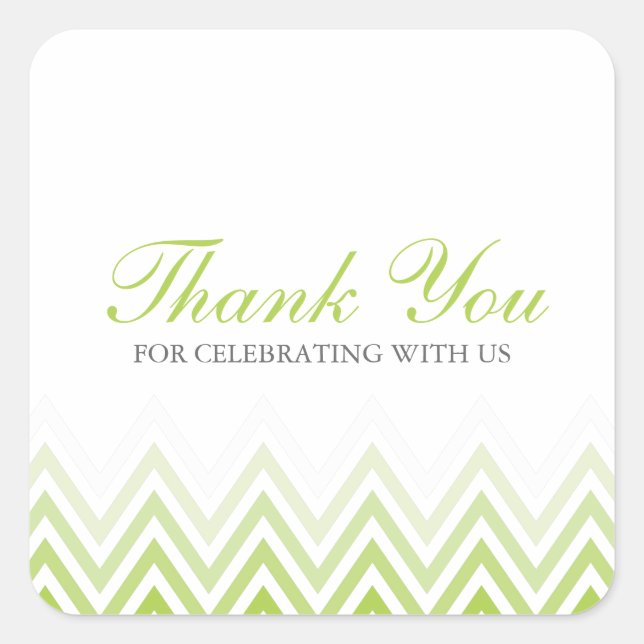 Chic Neon Green Ombre Chevrons Square Sticker (Front)