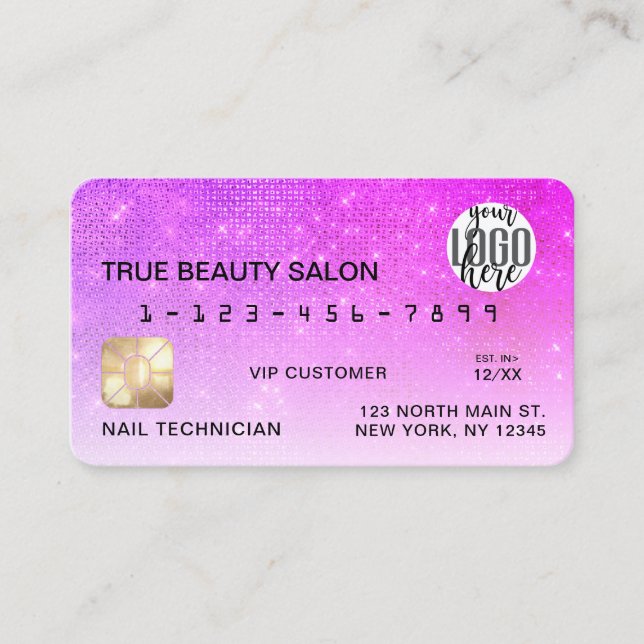 Chic Neon Magenta Sequin Parties scintillant Carte (Devant)