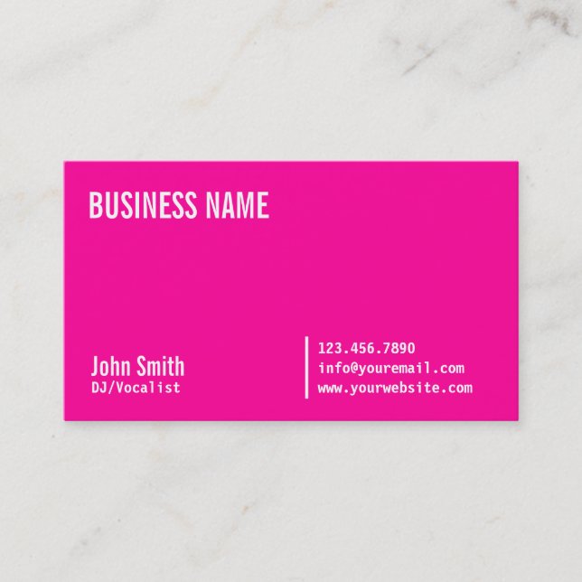 Chic Neon Pink DJ Music Business Card (Front)