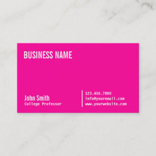 Chic Neon Pink Professor Business Card