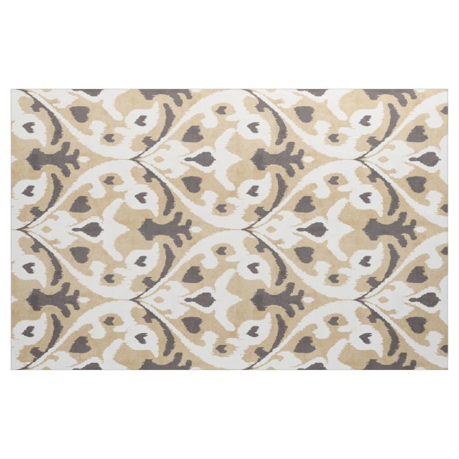 Chic neutral beige and brown ikat tribal patterns fabric (Fat Quarter)