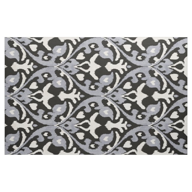 Chic neutral black grey white ikat tribal patterns fabric (Fat Quarter)