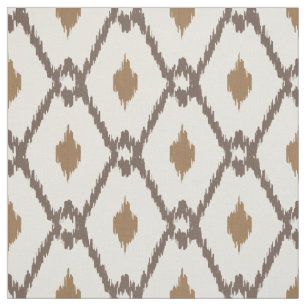 Chic neutral brown beige ikat diamond pattern fabric