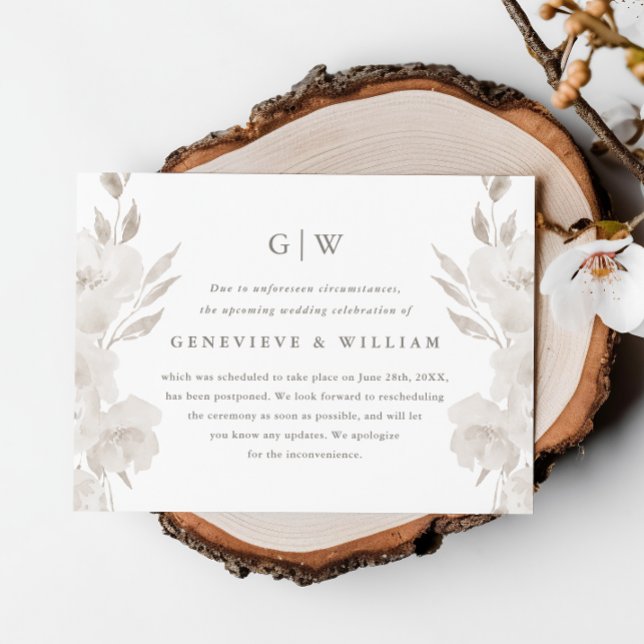 Chic Neutral Floral Wedding Postponement (Creator Uploaded)