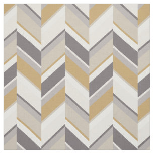Chic neutral grey gold geometric zigzag pattern fabric