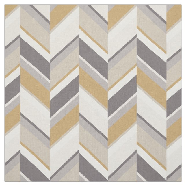 Chic neutral grey gold geometric zigzag pattern fabric (Swatch)