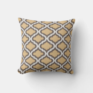 chic neutral honey moroccan pattern ikat pillow