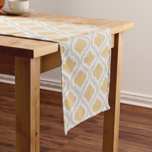 Chic neutral ikat Moroccan pattern Short Table Runner (In Situ)