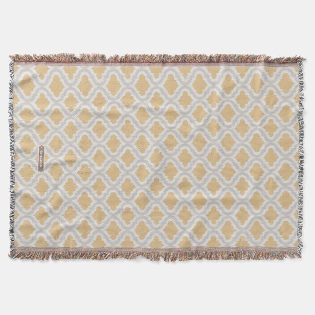 Chic neutral ikat Moroccan pattern Throw Blanket (Front)