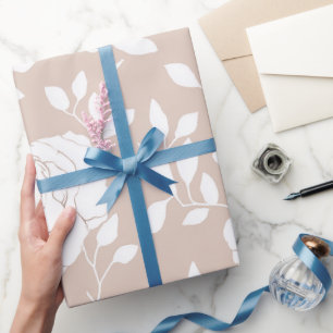 Chic Neutral Rose White Floral Pattern Wrapping Paper