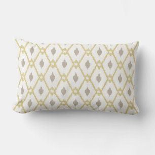 Chic neutral yellow taupe ikat diamond pattern lumbar pillow
