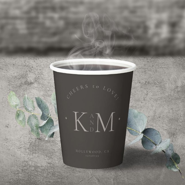 Chic Neutrals Wedding Cheers Charcoal ID1020 Paper Cups (Creator Uploaded)