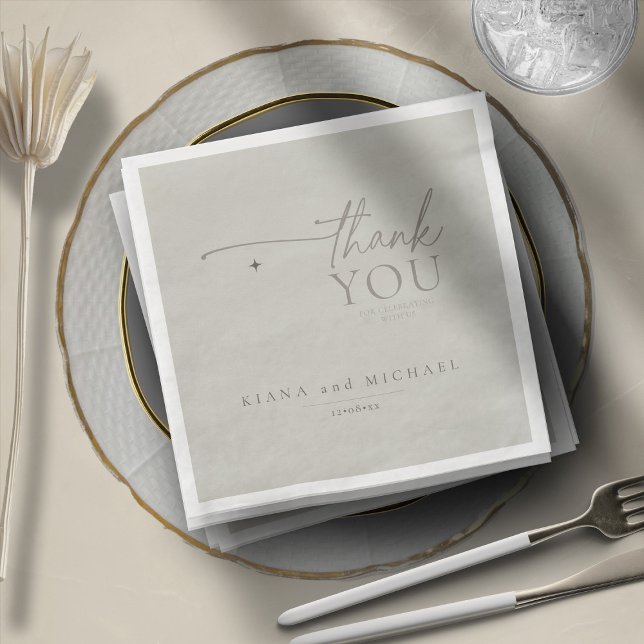Chic Neutrals Wedding Thank You Pastel Grey ID1020 Napkin (Creator Uploaded)