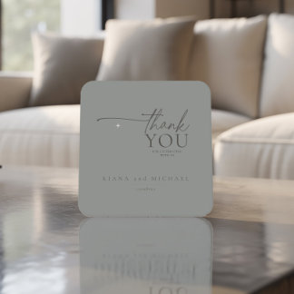 Chic Neutrals Wedding Thank You Pastel Grey ID1020 Square Paper Coaster