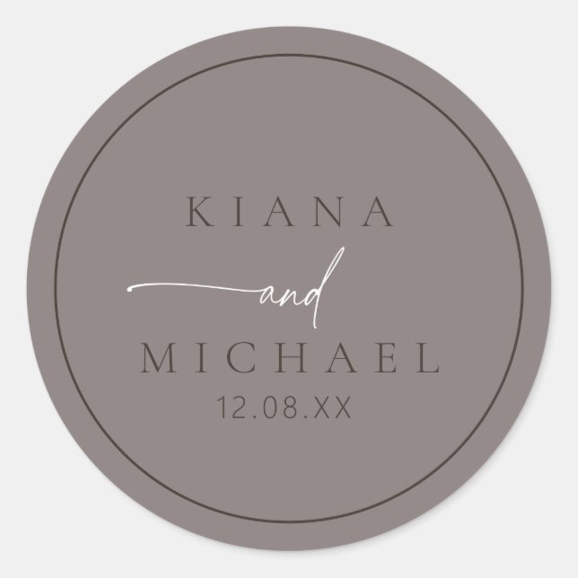Chic Neutrals Wedding Warm Grey ID1020 Classic Round Sticker (Front)