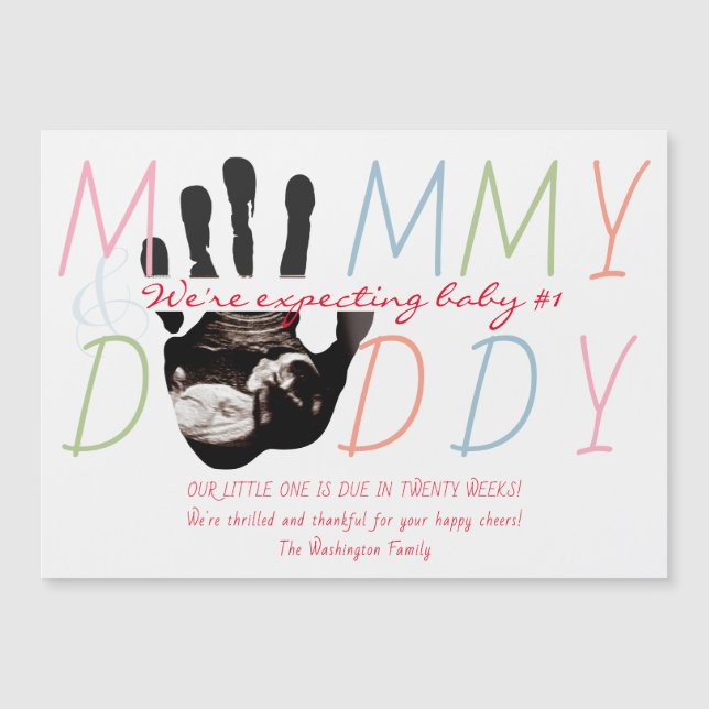 Chic New Baby Sonogram Ultrasound Photo Pregnancy Magnetic Invitation (Front)