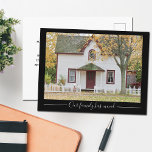 Chic New Home Address Custom House Photo Black Postcard<br><div class="desc">Customize your change of address postcards with a custom photo of your new home. Our family has moved to a new house. Simple,  minimalist moving announcement in black with white typography to send to your friends and family.</div>