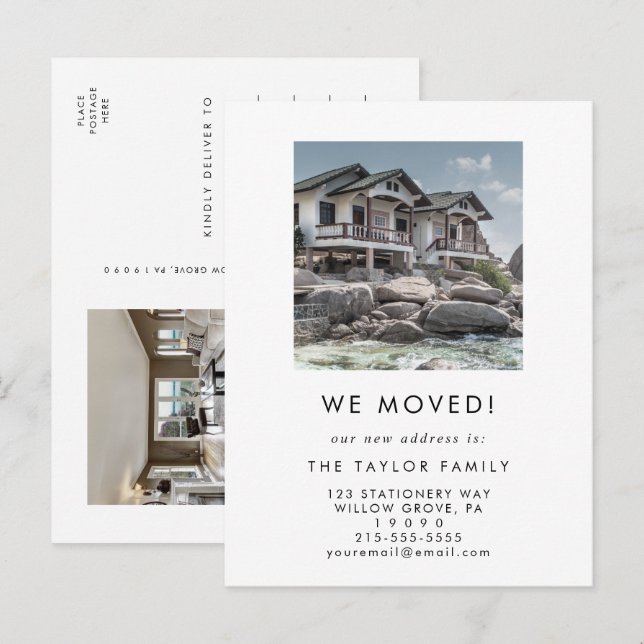 Chic New Home Photo We've Moved Moving Announcemen Announcement Postcard (Front/Back)