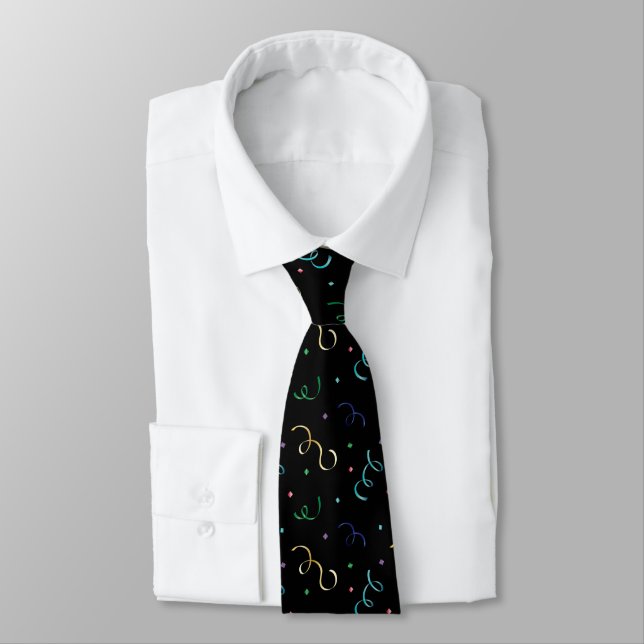 Chic New Years Eve Colourful Party Confetti Tie (Tied)