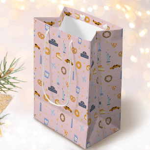 Chic New York City Pattern Blush Pink Medium Gift Bag