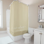 Chic Newlywed Mr Mrs Beige Sand Monogram<br><div class="desc">Chic beige sand monogram shower curtain with the text Mr and Mrs in white elegant script. The colour ancestral gold is used for this stylish design you can customize with your married name. Perfect luxury gift for the newlywed couple. Exclusively designed for you by Happy Dolphin Studio.</div>