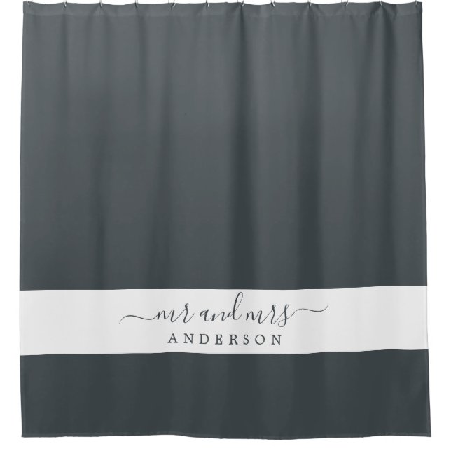 Chic Newlywed Mr Mrs Black and White Monogram (Front)