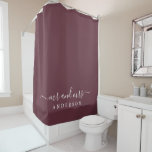 Chic Newlywed Mr Mrs Burgundy Monogram<br><div class="desc">Chic burgundy monogram shower curtain with the text Mr and Mrs in white elegant scrip. You can customize this stylish design with your married name. Perfect luxury gift for the newlywed couple. Exclusively designed for you by Happy Dolphin Studio.</div>