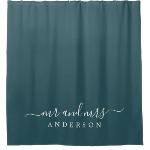 Chic Newlywed Mr Mrs Dark Emerald Monogram