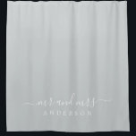 Chic Newlywed Mr Mrs Dark Misty Grey Monogram<br><div class="desc">Chic light grey monogram shower curtain with the text Mr and Mrs in white elegant script. The colour misty grey is used for this stylish design you can customize with your married name. Perfect luxury gift for the newlywed couple. Exclusively designed for you by Happy Dolphin Studio.</div>