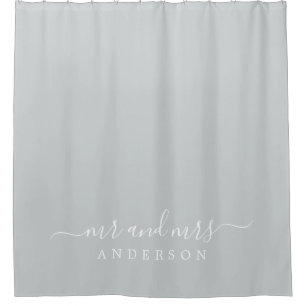 Chic Newlywed Mr Mrs Dark Misty Grey Monogram