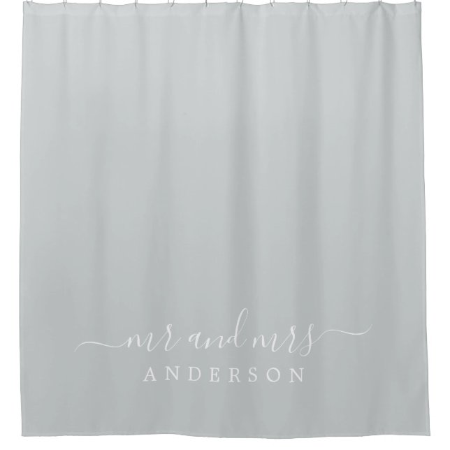 Chic Newlywed Mr Mrs Dark Misty Grey Monogram (Front)
