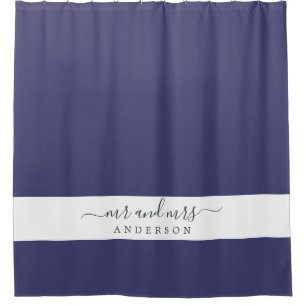 Chic Newlywed Mr Mrs Navy Blue Monogram