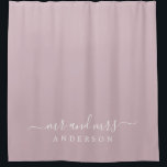 Chic Newlywed Mr Mrs Pastel Purple Monogram<br><div class="desc">Chic pastel purple monogram shower curtain with the text Mr and Mrs in white elegant scrip. You can customize this stylish design with your married name. Perfect luxury gift for the newlywed couple. Exclusively designed for you by Happy Dolphin Studio.</div>