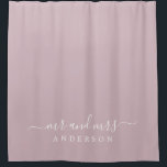 Chic Newlywed Mr Mrs Pastel Purple Monogram<br><div class="desc">Chic pastel purple monogram shower curtain with the text Mr and Mrs in white elegant scrip. You can customize this stylish design with your married name. Perfect luxury gift for the newlywed couple. Exclusively designed for you by Happy Dolphin Studio.</div>