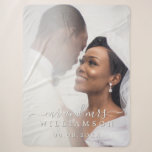 Chic Newlywed Mr Mrs Wedding Photo Sherpa Blanket<br><div class="desc">Chic, modern monogrammed wedding photo sherpa blanket with the text Mr and Mrs in white elegant script calligraphy and your wedding date in modern typography. Simply add your married name, wedding date and wedding photo. Perfect luxury keepsake gift for the newlywed couple. Exclusively designed for you by Happy Dolphin Studio....</div>