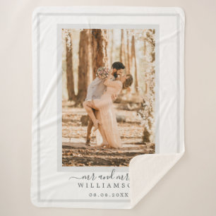 Chic Newlywed Mr Mrs Wedding Photo Sherpa Blanket