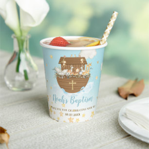 Chic Noah's Ark Blue Baby Shower Baptism Birthday  Paper Cups