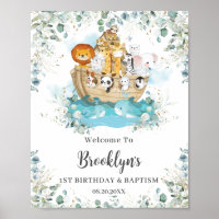 Chic Noah's Ark Greenery Baptism Birthday Welcome