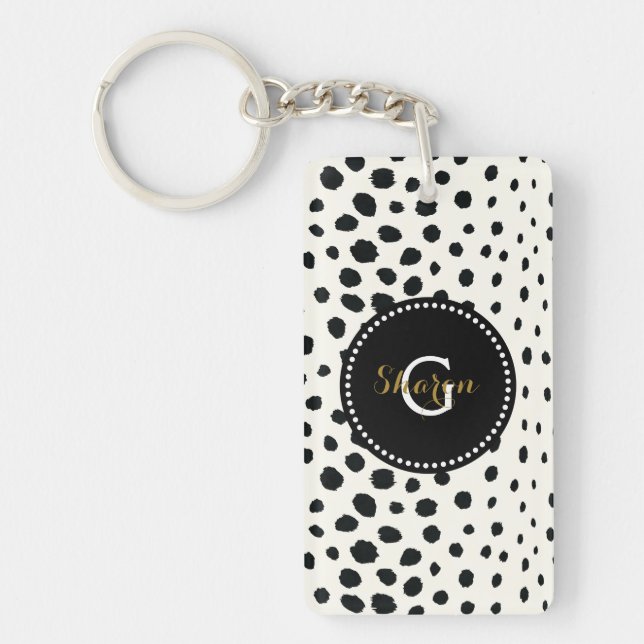 Chic noir blanc cheetah imprimer motif monogramme (Devant)