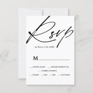 Chic noir blanc script calligraphie mariage rsvp