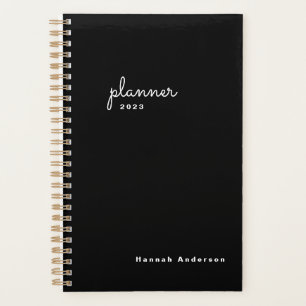 Chic Noir Blanc Script Hebdomadaire Mois Non Daté