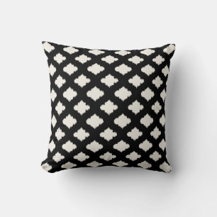 chic noir et blanc motif marocain ikat coussin