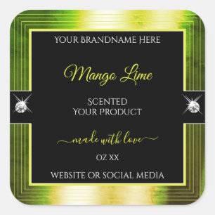 Chic noir jaune brillant vert Étiquette produit