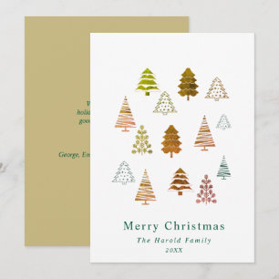 Chic Non Photo Elegant Golden Christmas Trees Card
