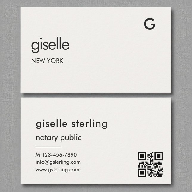 Chic Notary Public Luxury QR Code Monogram  Business Card (Creator Uploaded)