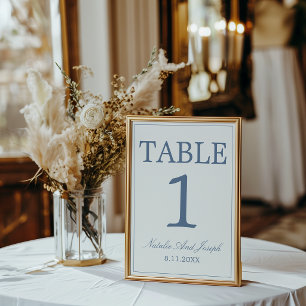 Chic Numéro De Table De Mariage Argenté Bleu Et Bl