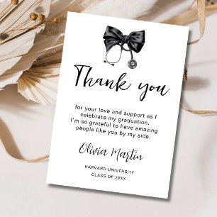 Chic Nurse Graduation Coquette Bow Medical Thank You Card