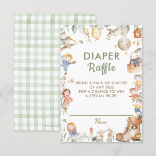 Chic Nursery Rhyme Greenery Diaper Carte Raffle