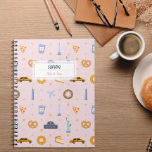 Chic NYC Motif rose nom Carnet spiral