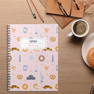 Chic NYC Motif rose nom Carnet spiral
